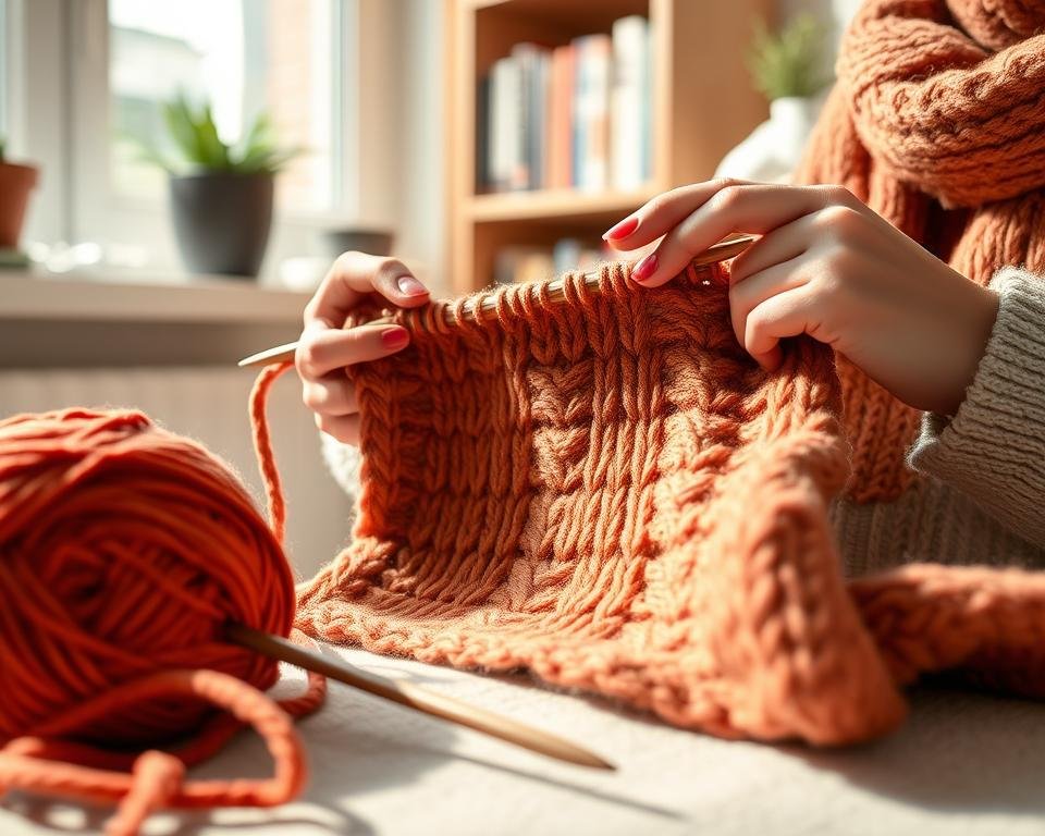 punto derecho tejer bufanda