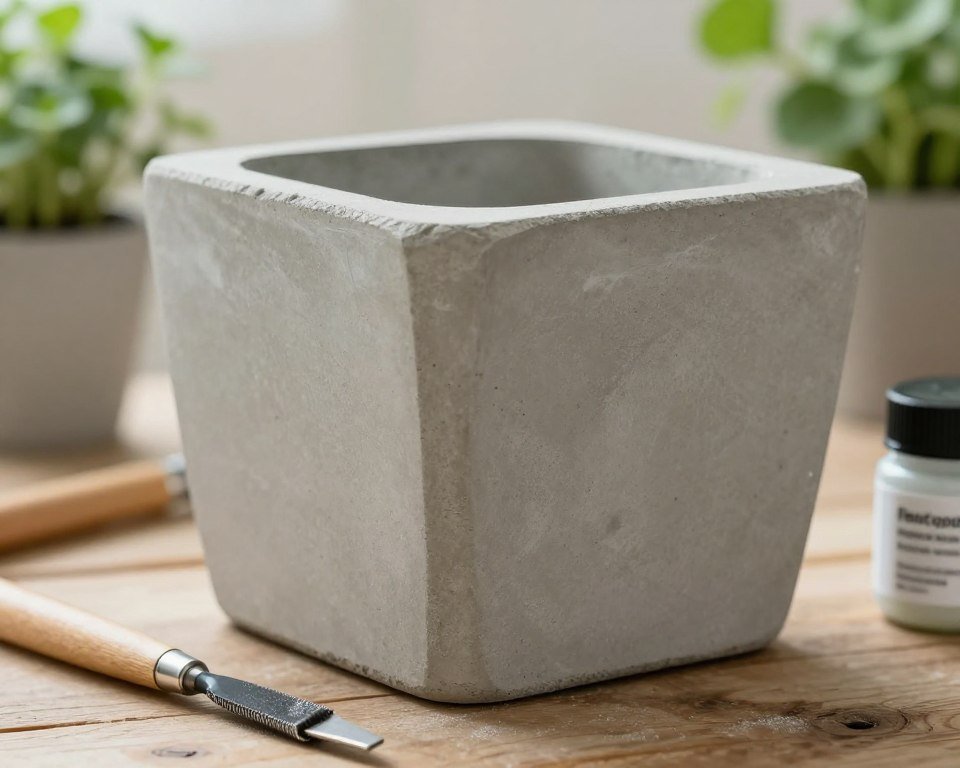 maceta cemento acabado